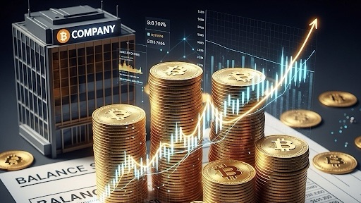 マイクロストラテジーのビットコイン大量保有戦略を示す積み上げられたビットコインとバランスシート